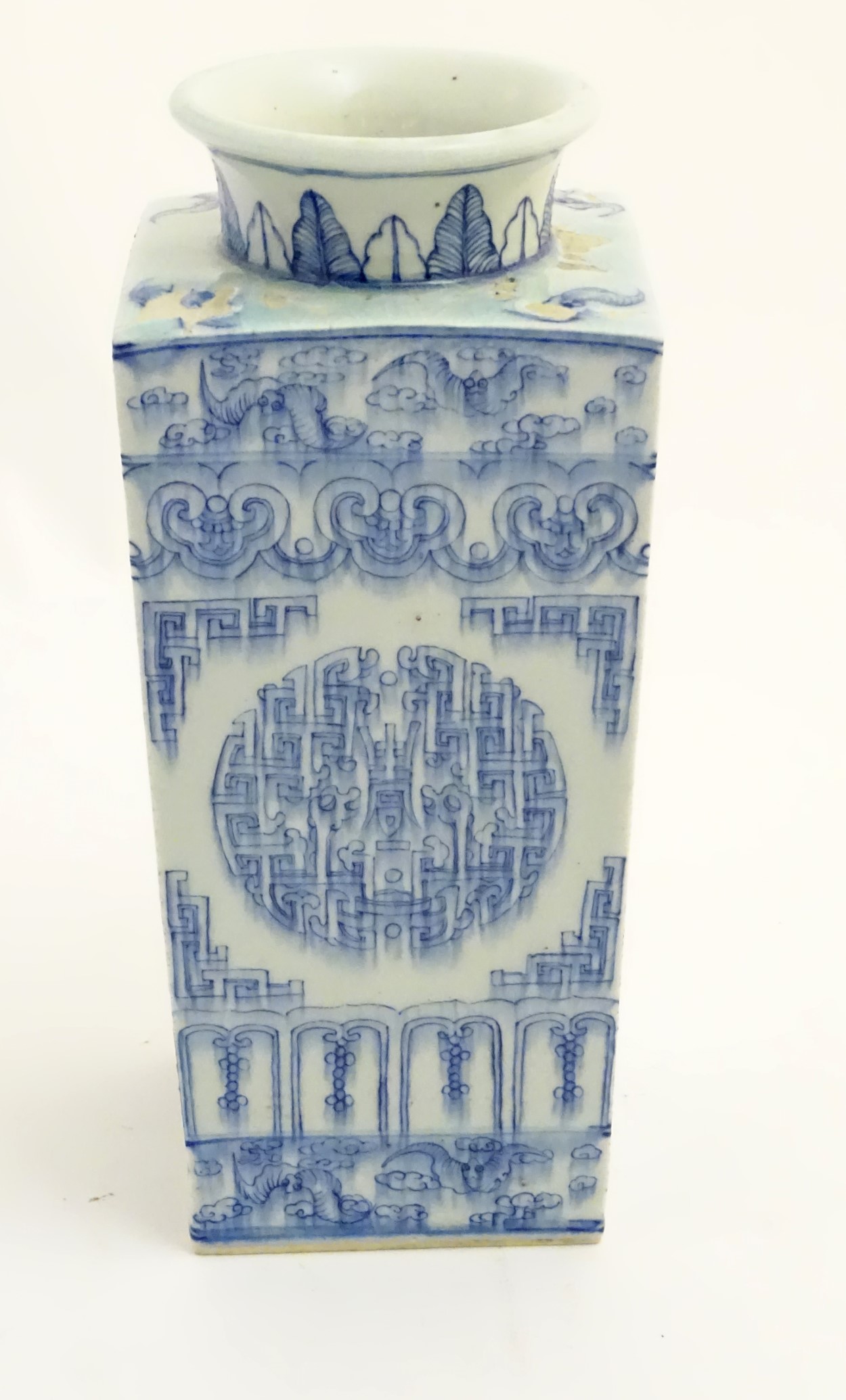 A Chinese blue and white Cong shaped vase, - Image 5 of 9