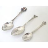 3 various silver teaspoons including a London Souvenir spoon (3) CONDITION: Please