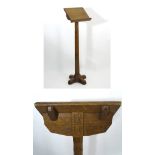 Arts & Crafts: An oak Cotswold school lectern with a chamfered carved frame,