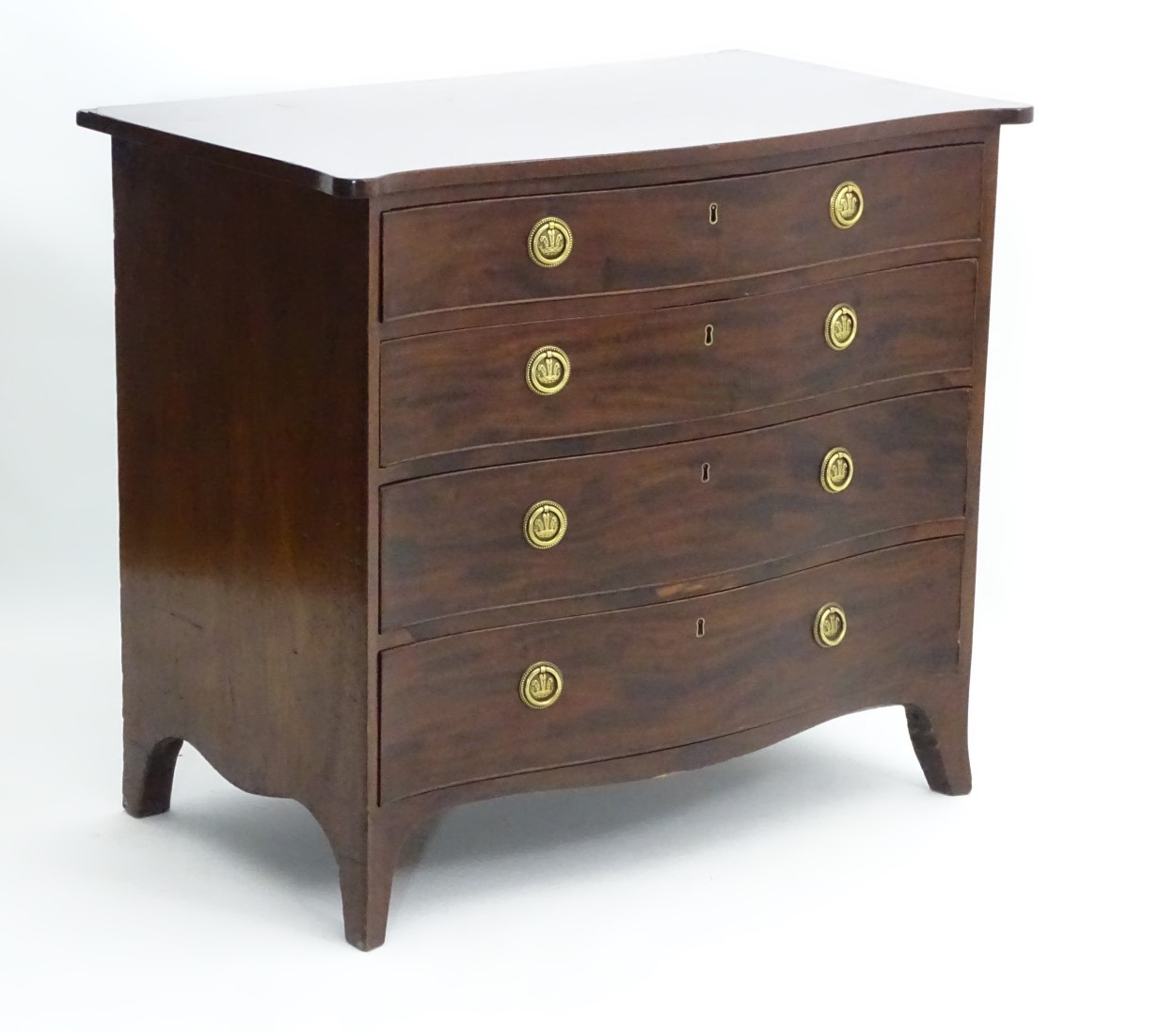A mid 19thC mahogany chest of drawers with serpentine shaped front, - Image 11 of 12
