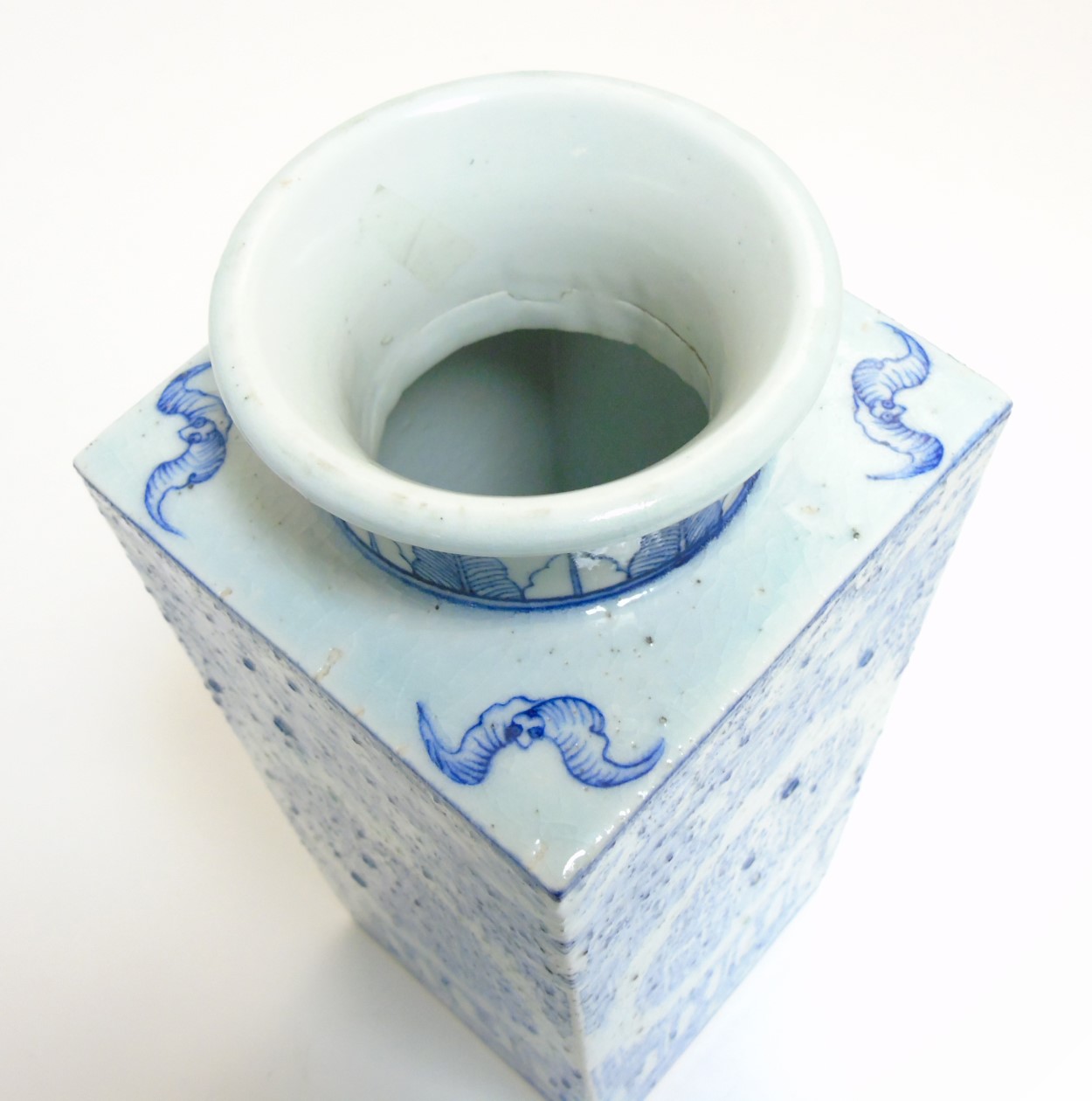 A Chinese blue and white Cong shaped vase, - Image 6 of 6