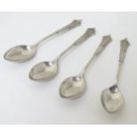 A set of four silver Albany pattern teaspoons hallmarked Sheffield 1906 maker John Round & Son Ltd.