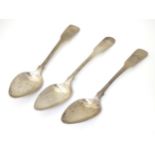 Three Scottish Provincial silver fiddle pattern teaspoons by Robert Keay of Perth c.