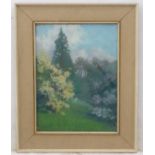 Gerald S Henry 1920, Pastel, Corner of a landscaped garden, Signed and dated lower right.