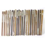 Walking Sticks - approximately 24 pieces of exotic wood walking stick shafts for