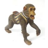 Fairground : a 19th/20th C carved wooden polychrome French Fairground monkey ,