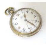 Omega military pocket watch: a nickel cased top wind pocket watch with white enamel dial,