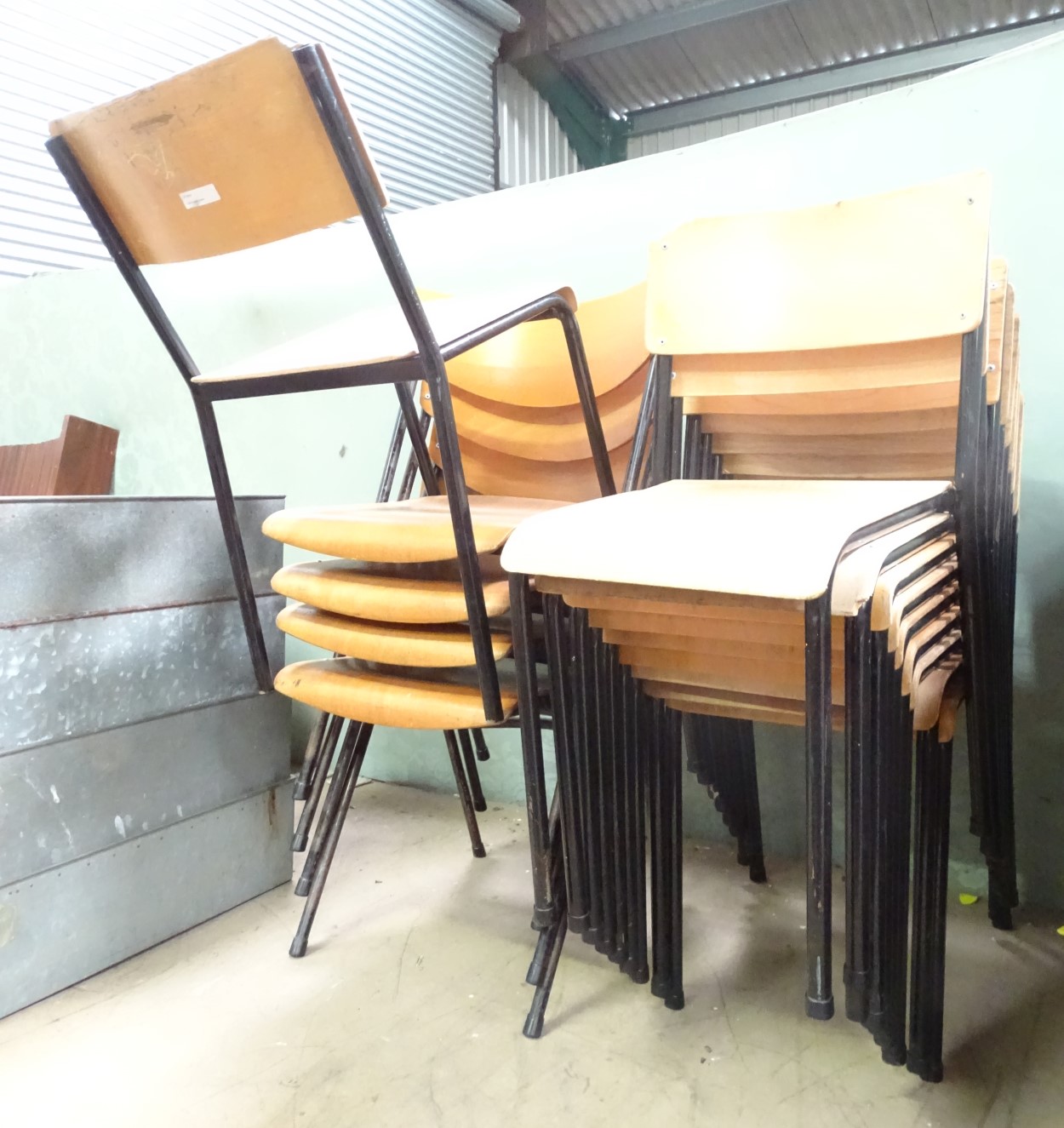 Two sets of vintage retro stacking chairs (14) CONDITION: Please Note - we do not - Image 2 of 2