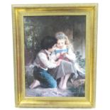 An oilograoh of 2 children in a gilt frame CONDITION: Please Note - we do not make