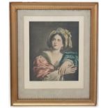 Indistinctly signed, 1906 coloured print, Jewelled hat wearing lady, Signed lower right,