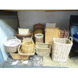 A large collection of wicker baskets etc.