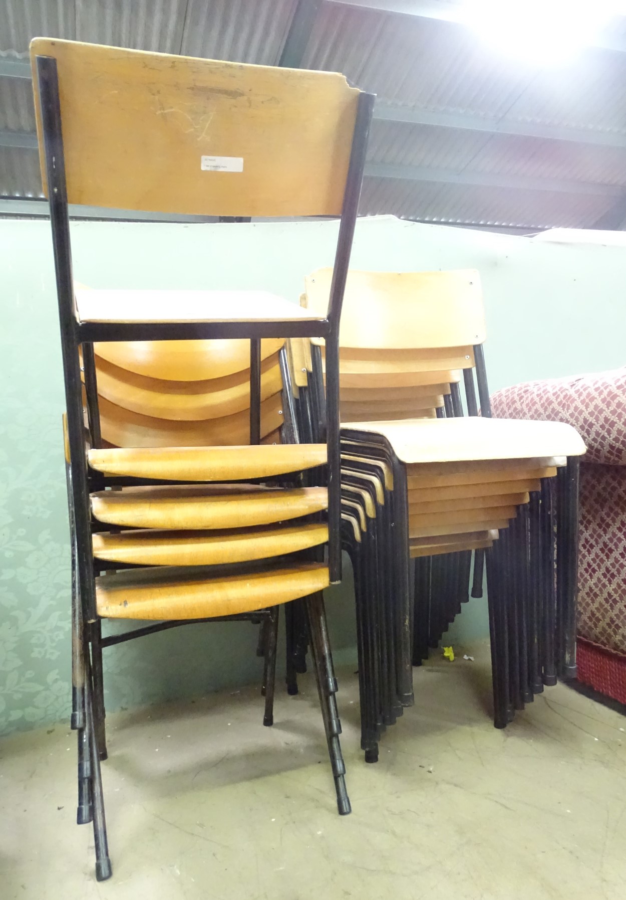 Two sets of vintage retro stacking chairs (14) CONDITION: Please Note - we do not