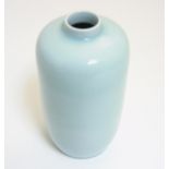 A Chinese Clair de Lune vase of tall oblong form with short cylindrical neck,