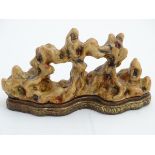 A Chinese sculpture of stylised coral. Chinese character marks to base. Approx.