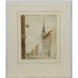 Tom Carr, 1929, Pencil and watercolour, 'Ludgate Hill' near Fleet Street, Signed,