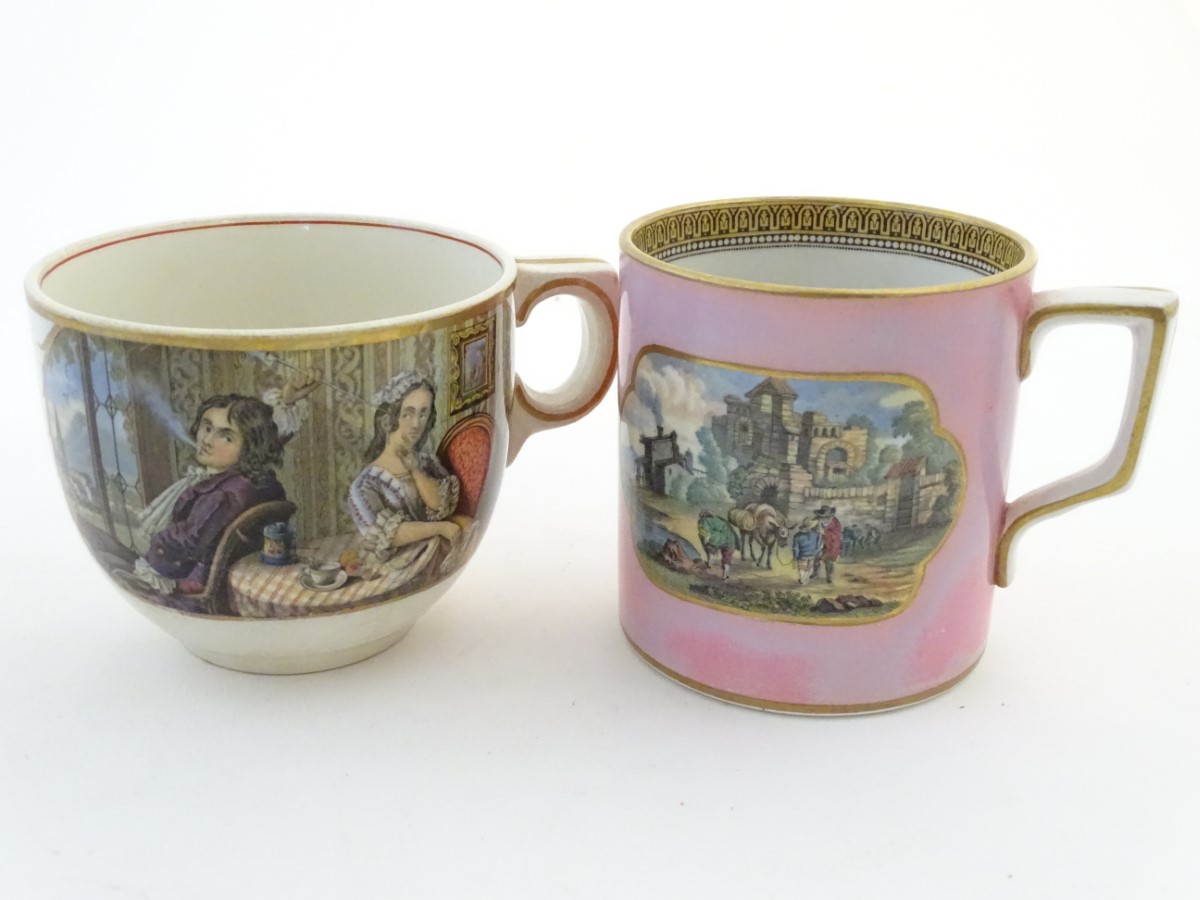 A quantity of Prattware items, comprising two large mugs, - Image 2 of 11