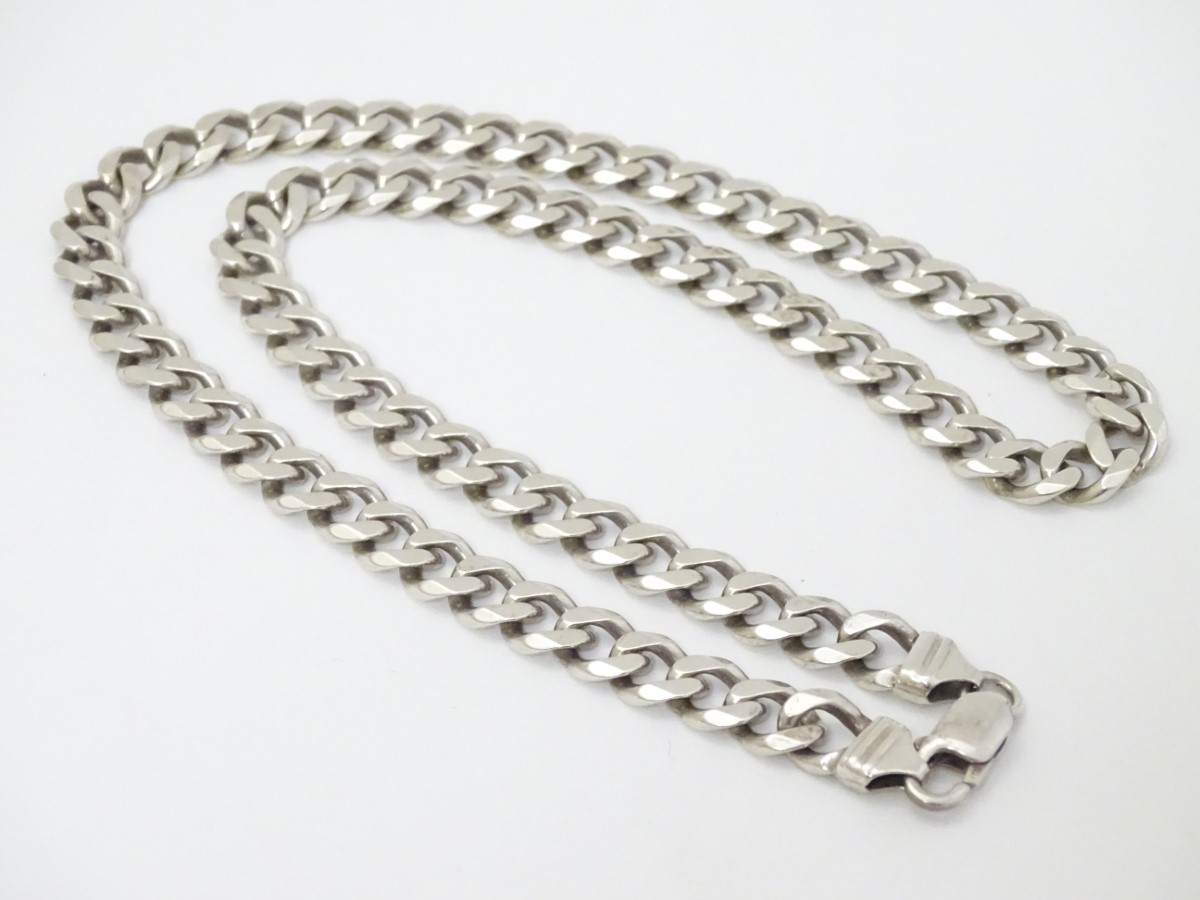 A silver chain necklace approx 20" long (56g) CONDITION: Please Note - we do not - Image 5 of 10