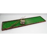 Victorian folding bagatelle: a 19thC felt lined folding mahogany Bagatelle together with two ash