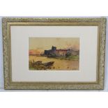 John Terris (1865-1914), RSW, Watercolour, Windsor castle at dusk, Signed lower right.