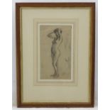 Albert Joseph Moore (1841 - 1896), Charcoal sketch, The bather with hair up,