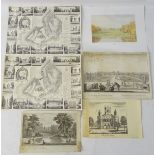 Stowe, Bucks, An assortment of monochrome engravings, 'A View of the Grotto & two Shell Temples...