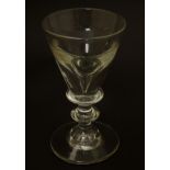 Glass: a late Georgian Toastmasters / Illusion wine glass of pedestal form,