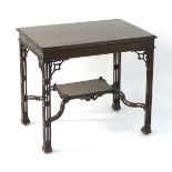 A late 18thC mahogany Chinese Chippendale centre table with blind fretwork frieze and pierced