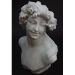 A reconstituted marble sculpture: bust of Bacchus, Roman God of Wine, Agriculture and fertility.