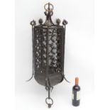 Garden and Architectural Salvage: a wrought iron pendant 5 sided ( Pentagonal ) electric lantern