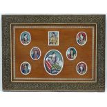 XIX, Indian School, Watercolour miniatures mounted as one Vizagapatam frame,