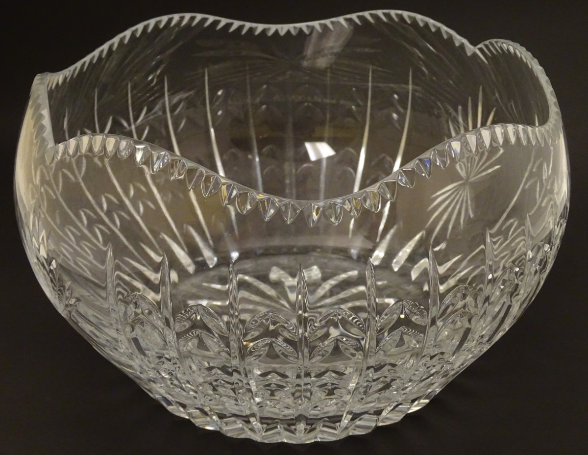 Faberge: a 'House of Carl Faberge 85 FM' crystal cut glass bowl with wavy edge,