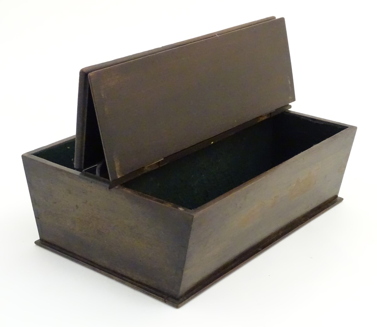 An 18thC dark patinated and hinge lidded mahogany cutlery box with central handle flanked by two - Image 5 of 14
