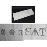 Militaria: WWII/World War 2/WW2: a white linen handtowel bearing the insignia of King George VI,