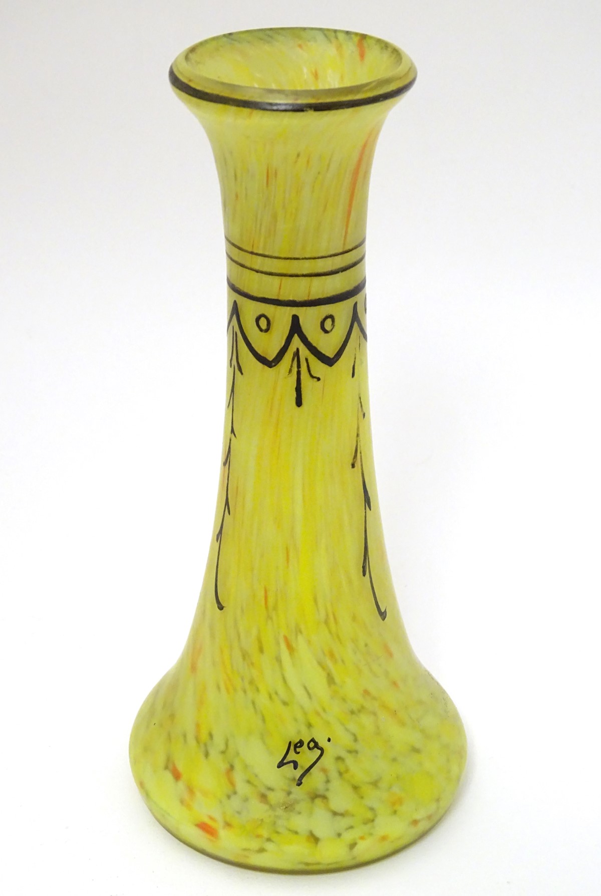Auguste Legras: an Art Deco signed yellow marbled vase, - Image 3 of 8