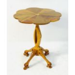 Bespoke Organic Design Furniture : A yew wood hexagonal side table with oak , ash elm etc.