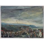 Circle of Jack Butler Yeats, XIX-XX, Irish, Oil on canvas, 'The Last Fence, Hawkes',