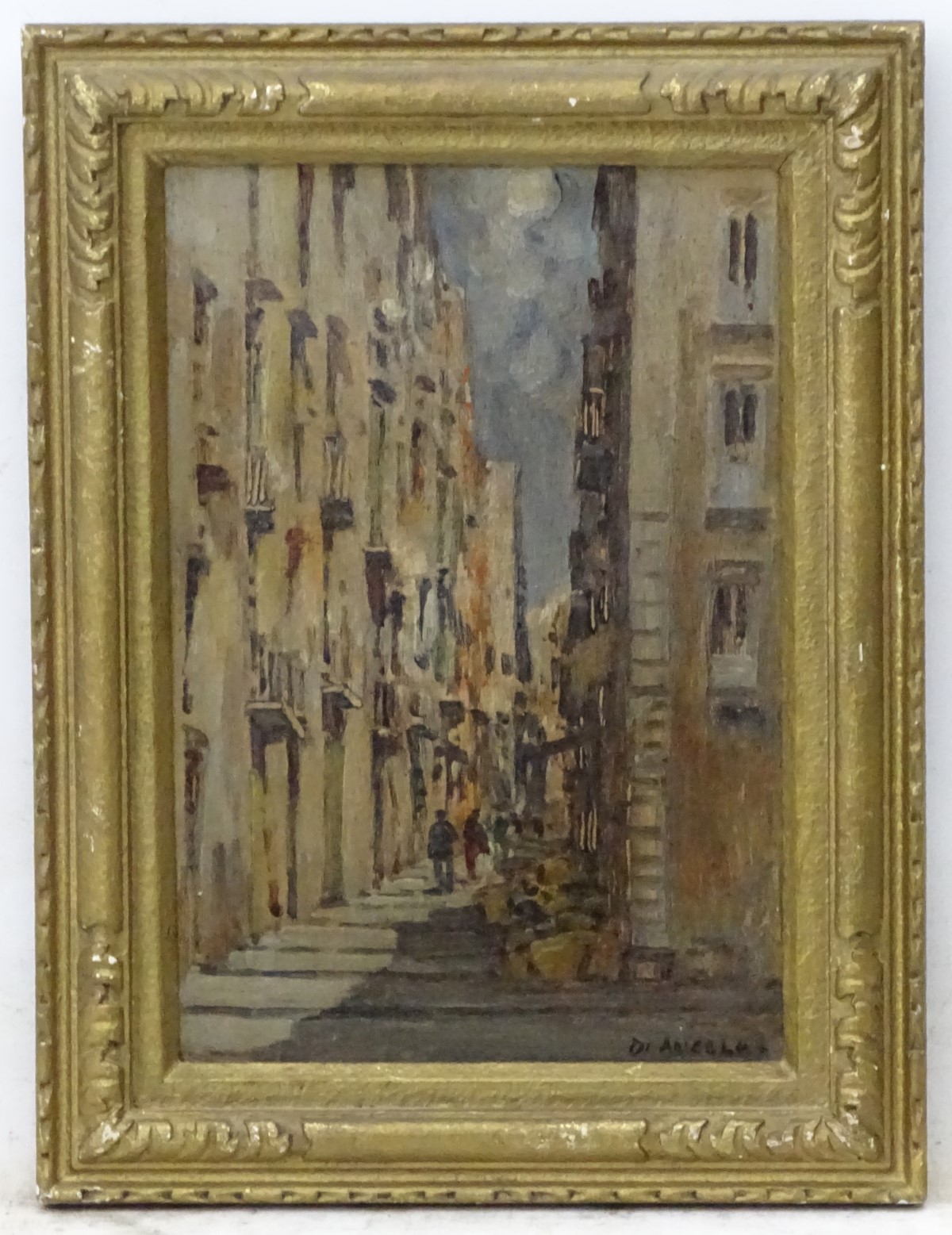 D. Angelos, XIX, Oil on panel, An Italian street scene with figures, Signed lower right.