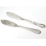 2 silver butter knives one hallmarked Sheffield 1905 maker W S Savage & Co.