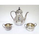An early 20thC Danish silver plate 3-piece coffee set probably by Carl M Cohr of Fredericia.