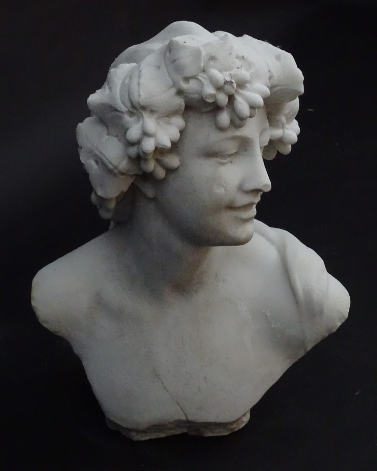 A reconstituted marble sculpture: bust of Bacchus, Roman God of Wine, Agriculture and fertility. - Image 7 of 18