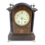 An inlaid rosewood bracket clock: A late 19thC Lenzkirch ting tang clock (stamped and numbered