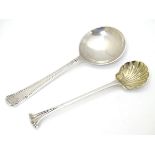 A silver Albany pattern salt spoon with shell formed bowl hallmarked London 1871 maker Henry