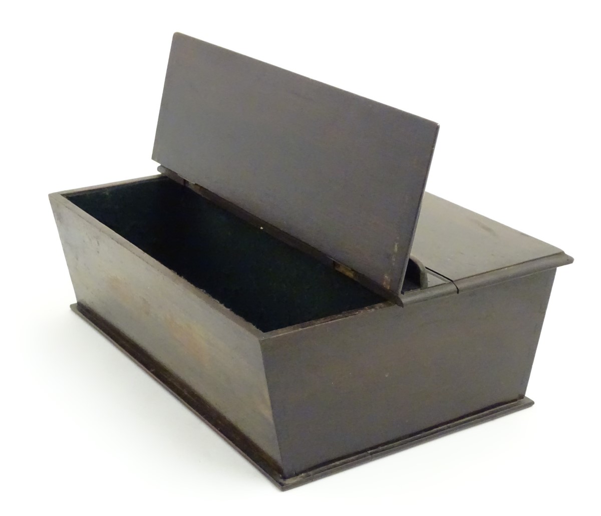 An 18thC dark patinated and hinge lidded mahogany cutlery box with central handle flanked by two - Image 7 of 14