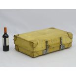 An early / mid 20thC vellum suitcase with dual locking mechanism. 24" long x 14 1/2" wide x 7" deep.