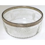 A Continental silver rimmed glass bowl ,