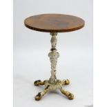 Pub table : a Victorian cast iron pedestal table, the base with remains of painted finish,