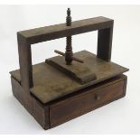 Bookpress: A 19thC mahogany bookpress with draw under having an elm lining,