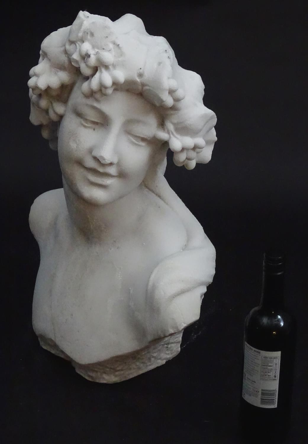 A reconstituted marble sculpture: bust of Bacchus, Roman God of Wine, Agriculture and fertility. - Image 18 of 18