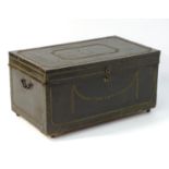 A Regency camphor wood chest, with a leather brass studwork exterior,