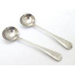 A pair of Geo III silver salt spoons hallmarked London 1813 maker JB.